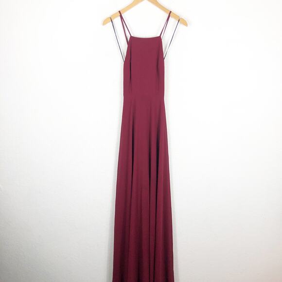 Lulus Mythical Kind of Love Wine Red Chiffon Maxi Dress Small Wedding Cocktail - Picture 3 of 13